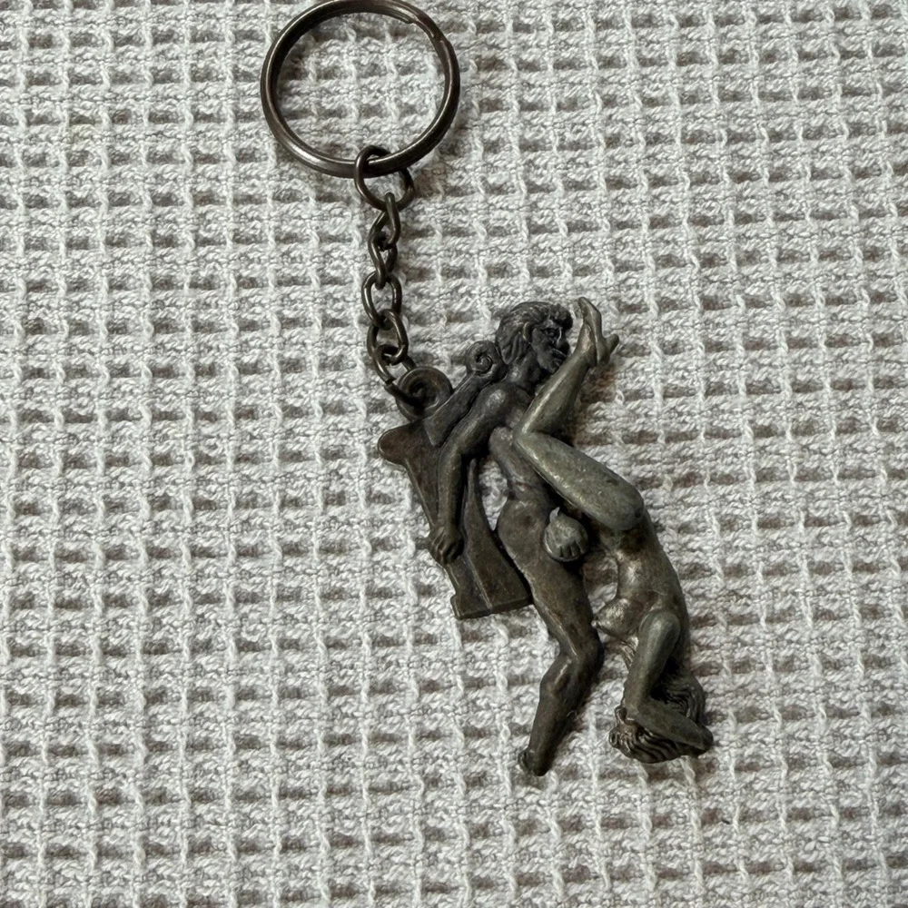 Vtg Adult Novelty Erotic Kama Sutra Moving Keychain Metal Taiwan Risqué Naughty